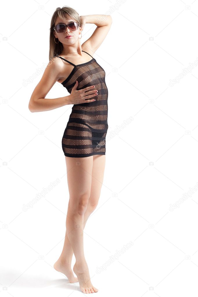 Señora En Vestido Transparente Del Cordón Imagen de archivo - Imagen de  elegancia, piernas: 54011141