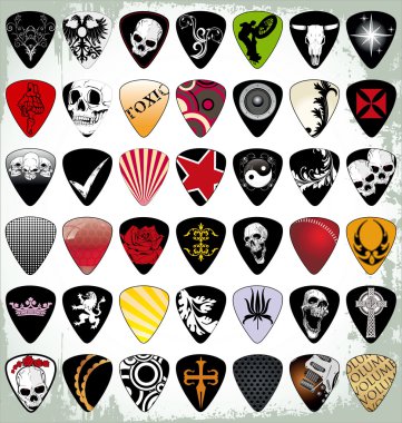 Guitar pick set clipart