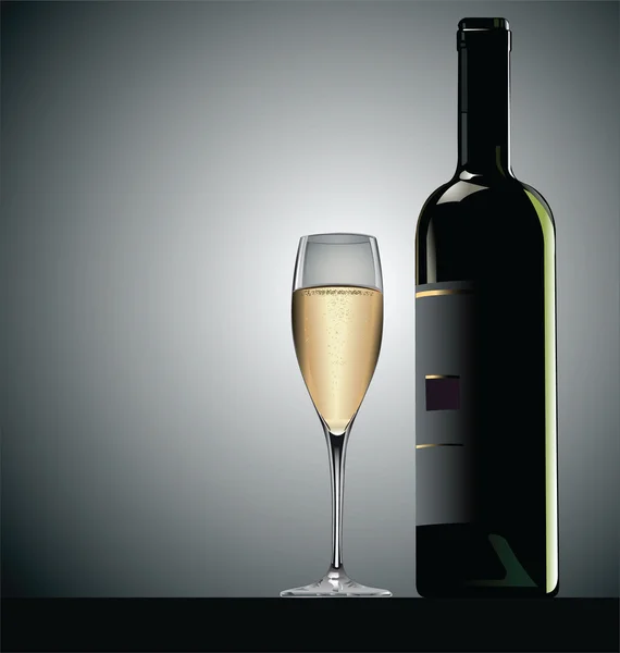 Kieliszek wina i butelka wina — Wektor stockowy