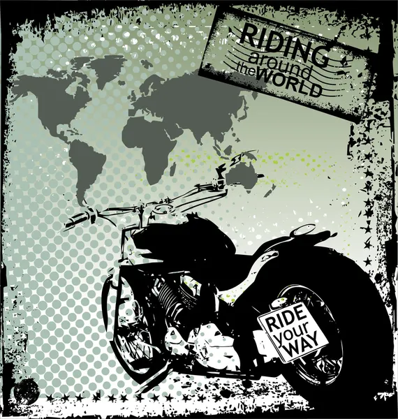 Riding Around The World — Stock Vector