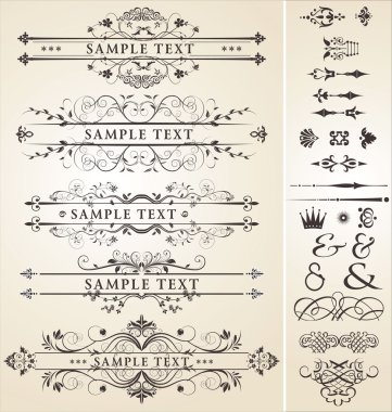 Calligraphic design elements clipart