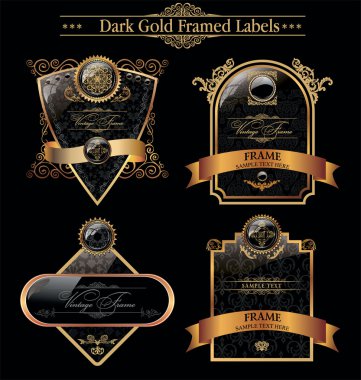 Black Gold Framed Labels clipart