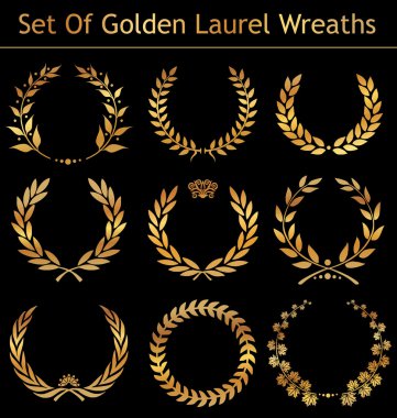 Set Of Golden Laurel Wreaths