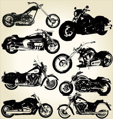 Cruiser Motorcycles sihouettes clipart