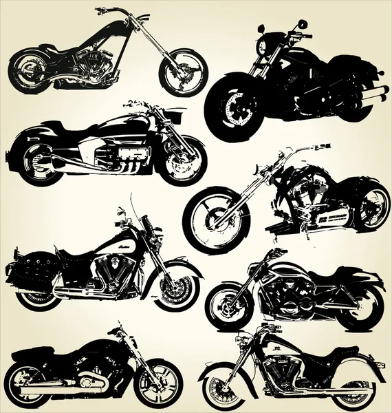 Сихуэты Cruiser Motorcycles — стоковый вектор