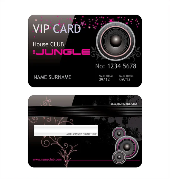Zarif VIP music club card — Stok Vektör