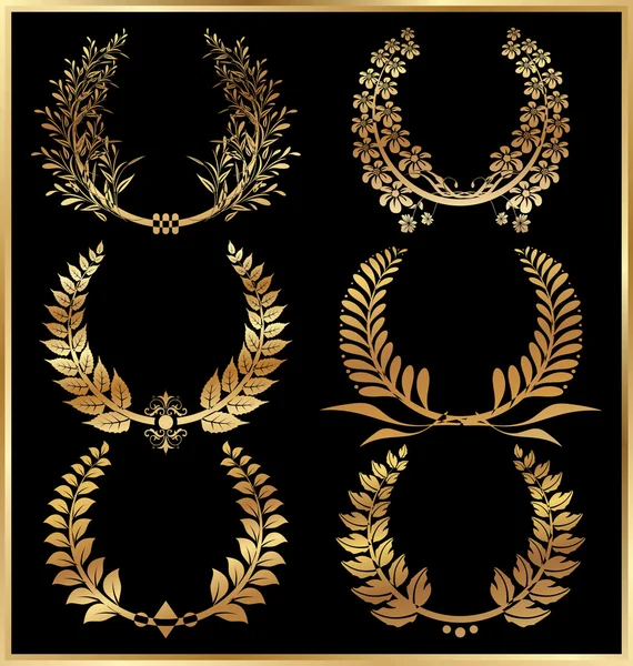 Corona de laurel dorado - Set — Archivo Imágenes Vectoriales