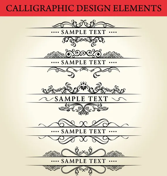Kalligráfiai tervezési elemek — Stock Vector