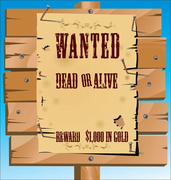 Wanted on old paper background — Stock Vector