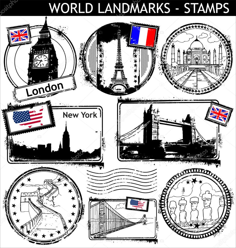 World landmarks stamps