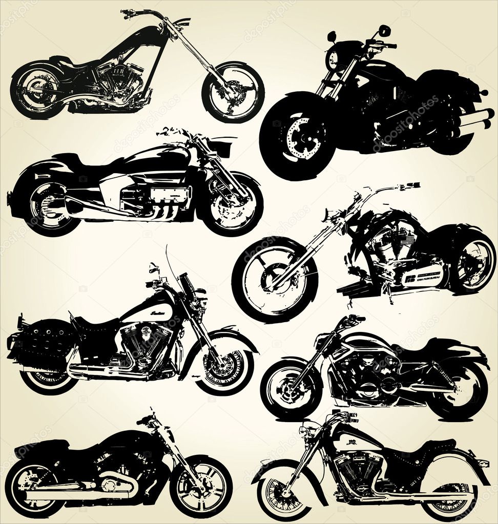 Cruiser Motorcycles sihouettes