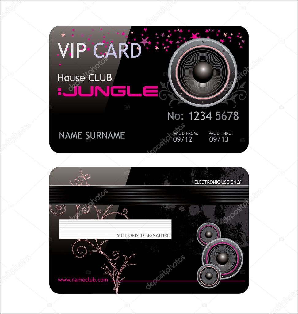 Elegant vip music club card