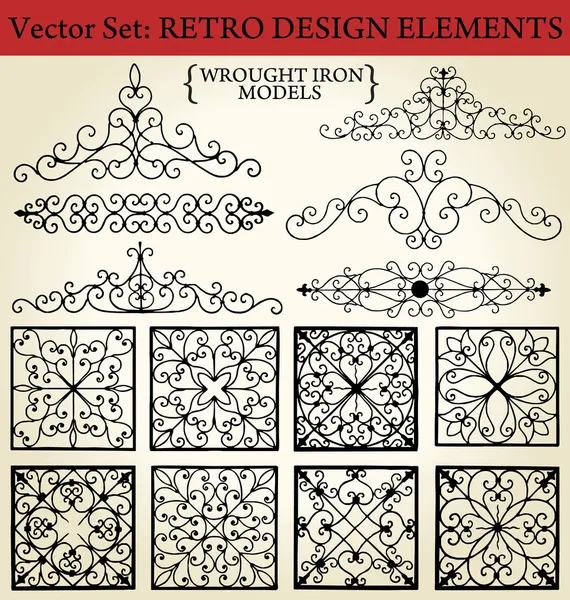 Кованое железо - элементы ретро-дизайна — стоковый вектор