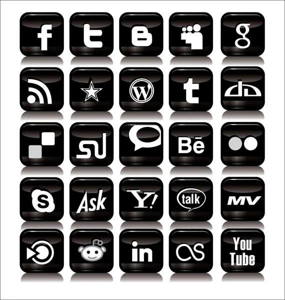 Sociala bokmärken ikoner — Stock vektor