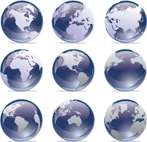 Světová mapa zeměkoule kolekce — Stockový vektor
