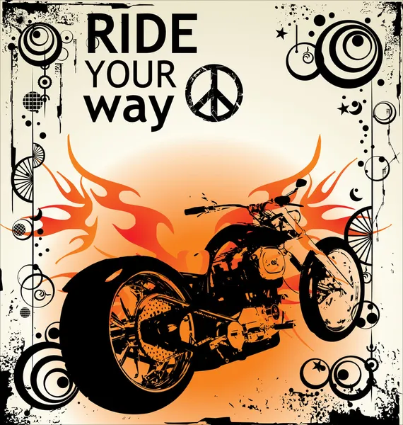 Motocykl na tło grunge — Wektor stockowy