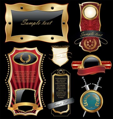 Black gold framed labels clipart