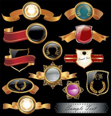 Black gold framed labels clipart