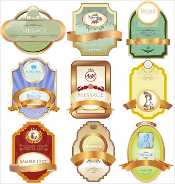 Pastel gold framed label clipart