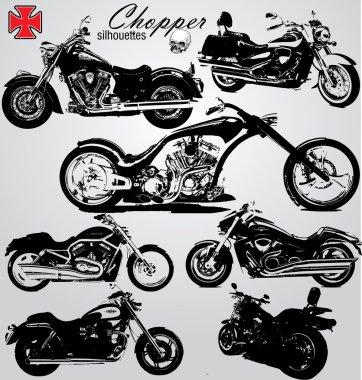 Chopper motorcycles silhouettes clipart