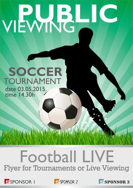 Public viewing soccer tournament banner — Stock Vector