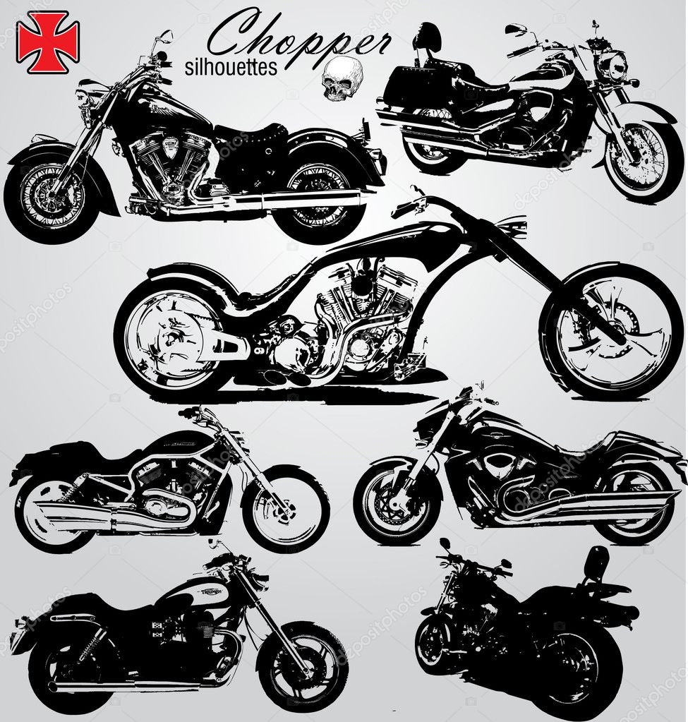 Chopper motorcycles silhouettes