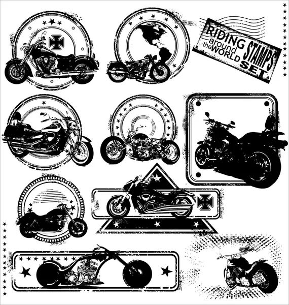 Motocykl znaczki zestaw — Wektor stockowy
