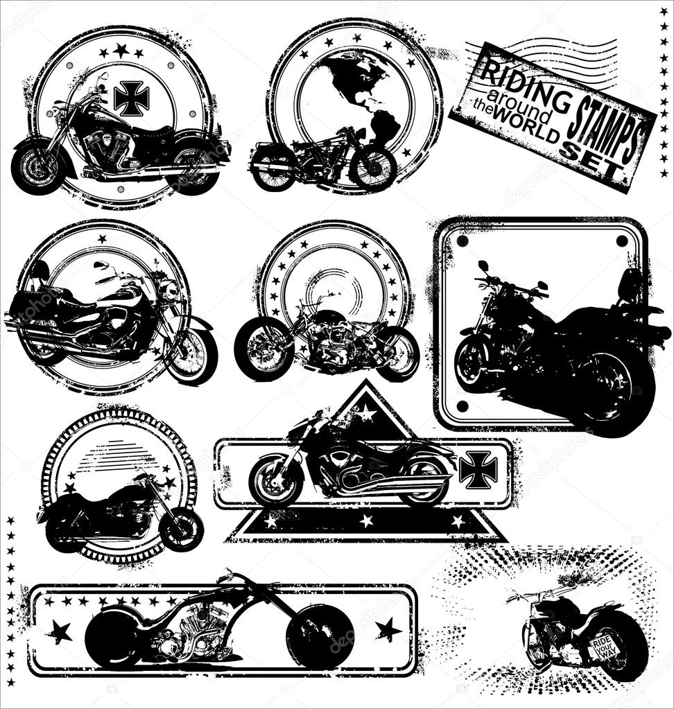 Motorbike stamps-set