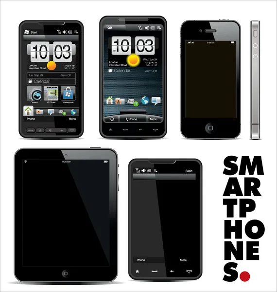 Set di smartphone — Vettoriale Stock