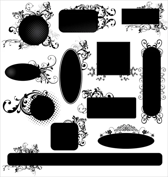Marcos florales negros — Archivo Imágenes Vectoriales