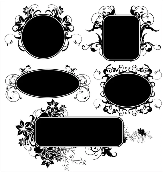 Marcos florales negros — Archivo Imágenes Vectoriales
