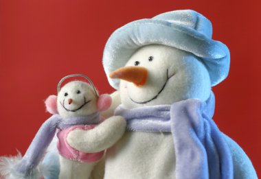Snowmen with his baby clipart