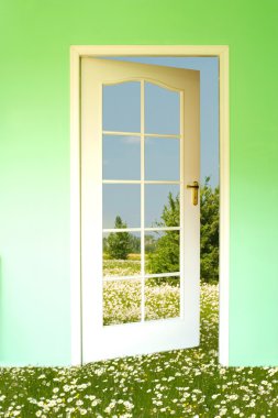 The meadow and open door clipart