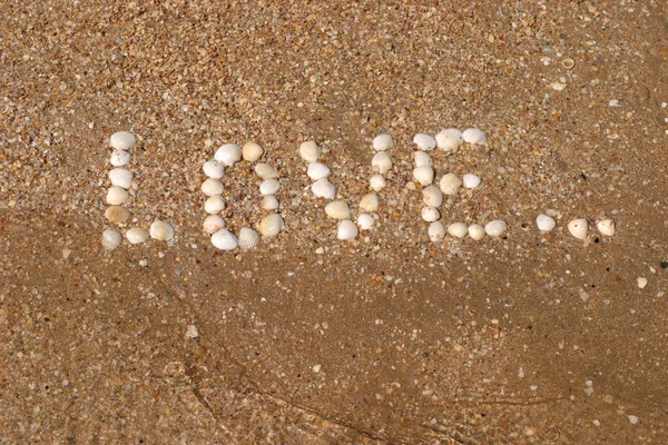 Iscrizioni d'amore sulla spiaggia — Foto Stock