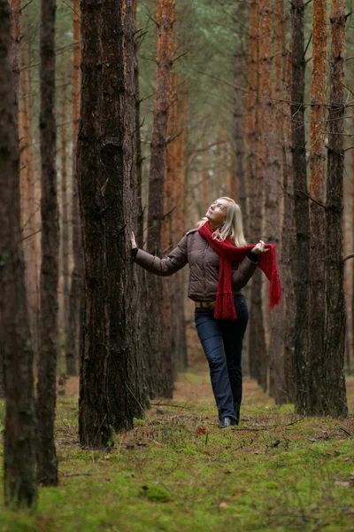 Jóvenes mujeres solas en el bosque —  Fotos de Stock