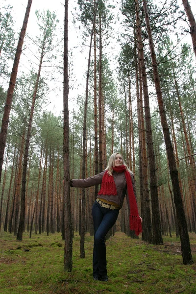 숲에서 혼자 젊은 여자 — 스톡 사진