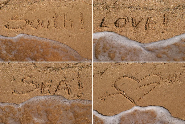 Inscriptions sur la plage — Photo