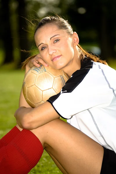 Menina de futebol — Fotografia de Stock