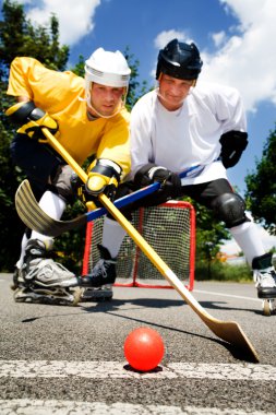 Street hockey fight clipart