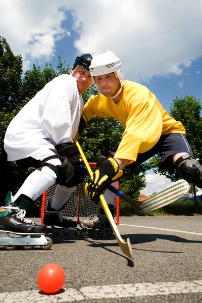 Street hockey fight — Stock Photo, Image