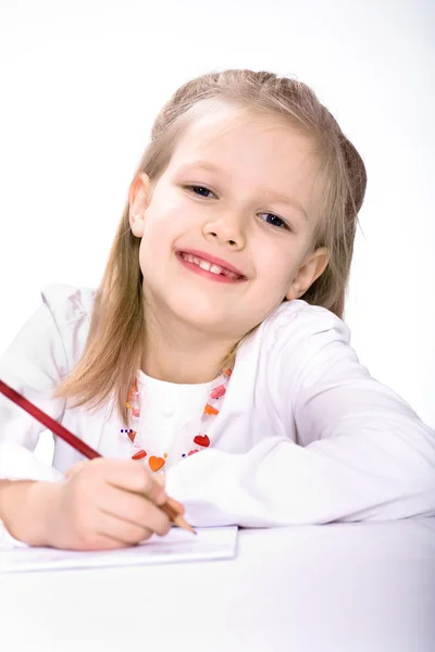 Drawing schoolgirl — Stock Photo, Image