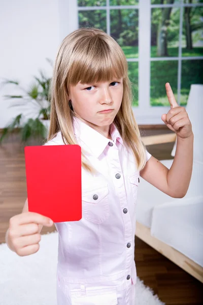 Girl with the red card — Stock Photo, Image