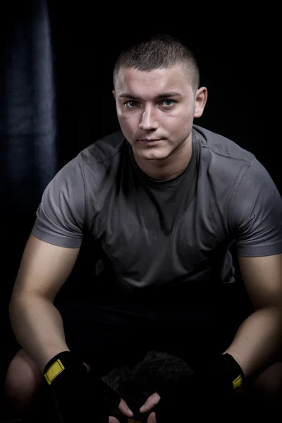 Retrato de um pugilista jovem — Fotografia de Stock