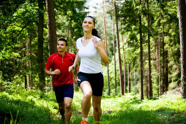 Jogging in forest — Stock Photo, Image