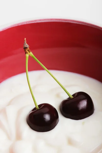 stock image Cherry in yogurt