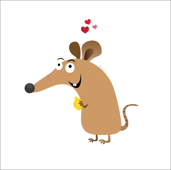 Mouse love cheese — Stock Vector