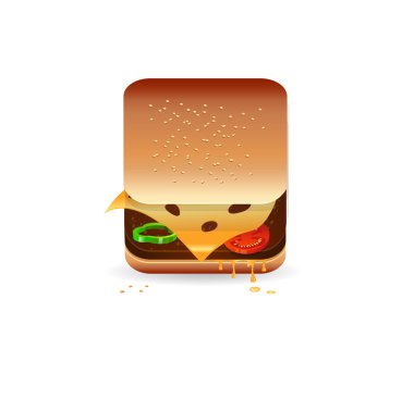 Big fresh delicious hamburger icon clipart