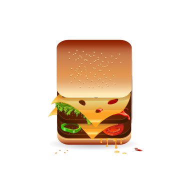 Big fresh delicious double hamburger icon clipart