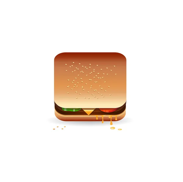 Fresco delicioso icono de hamburguesa — Vector de stock