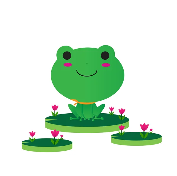 Cute green frog — Stock Vector